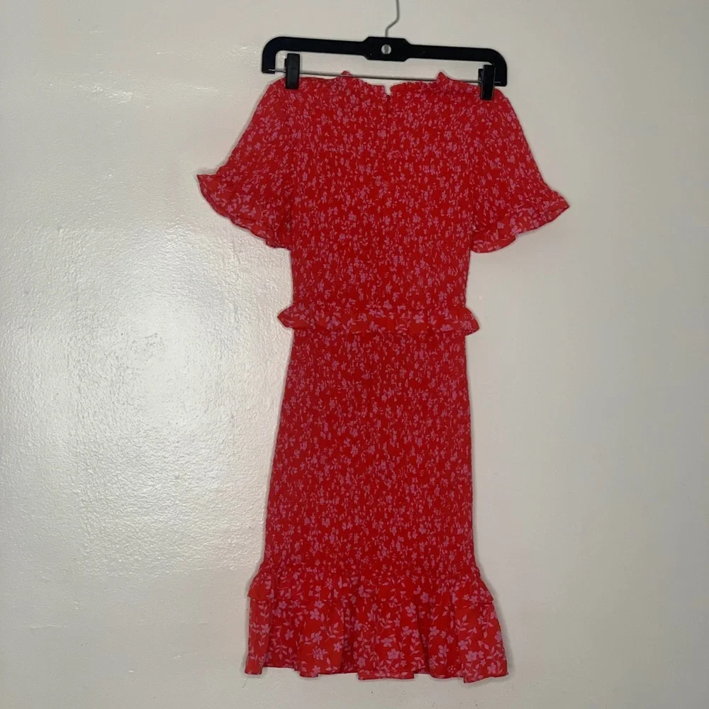 Floral Red Ruffle Dress - Picture 6 of 9